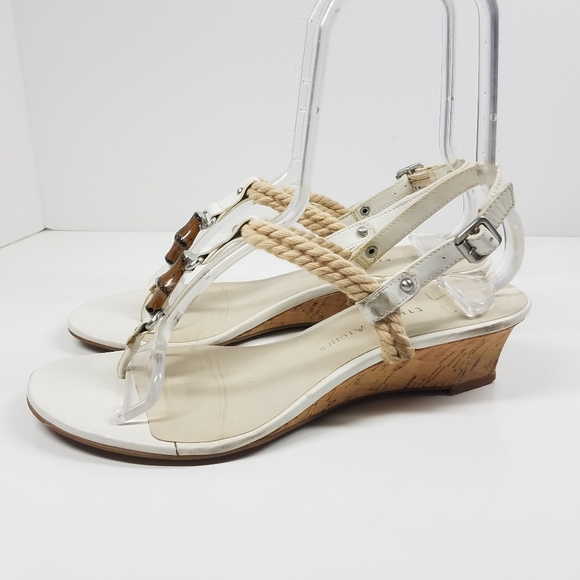Etienne Aigner White Rope Bamboo Wedge Sandal - Picture 3 of 13